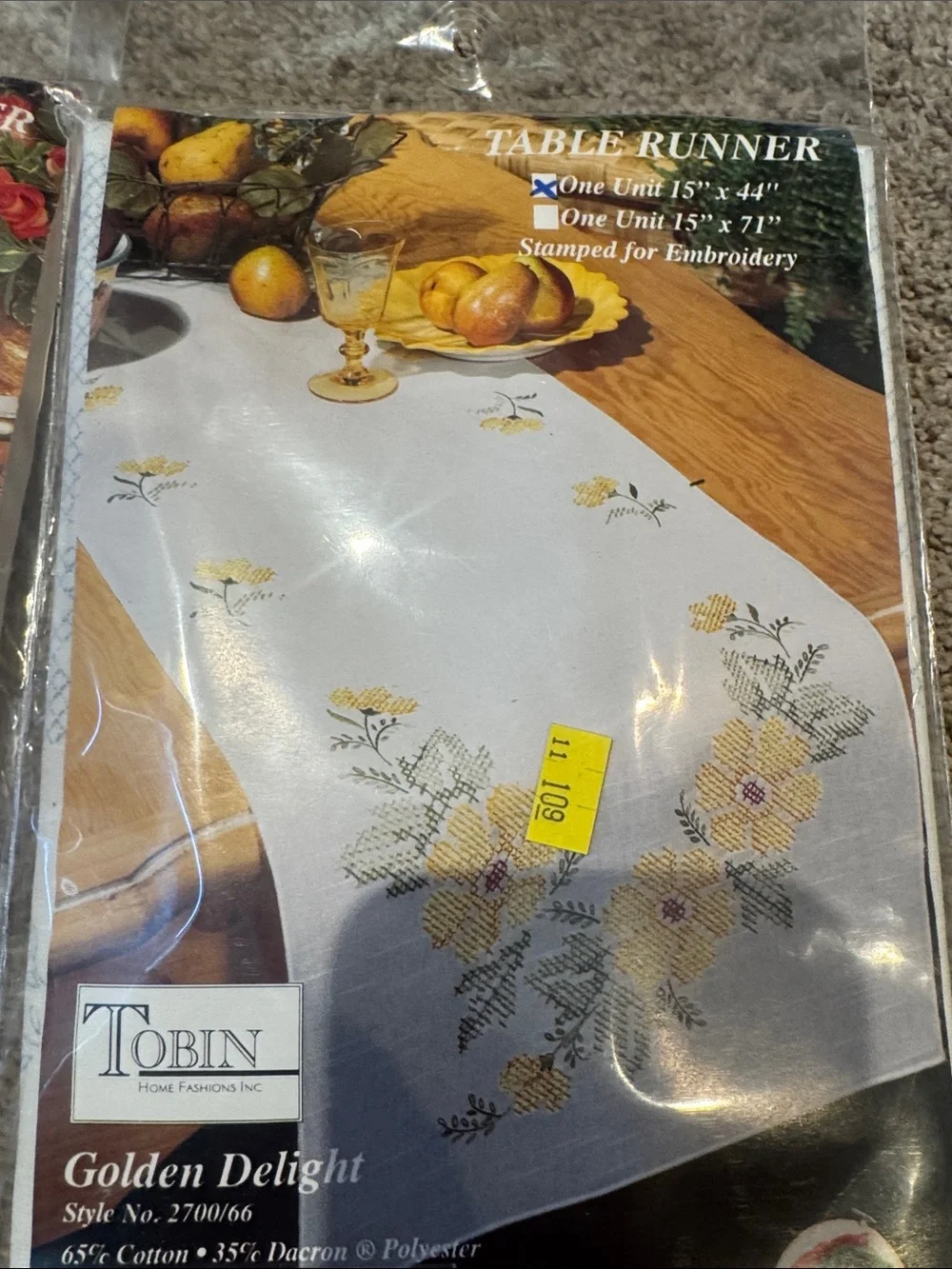 3 Tobi White Table Runners with Pink, purple and Yellow Floral Embroidery